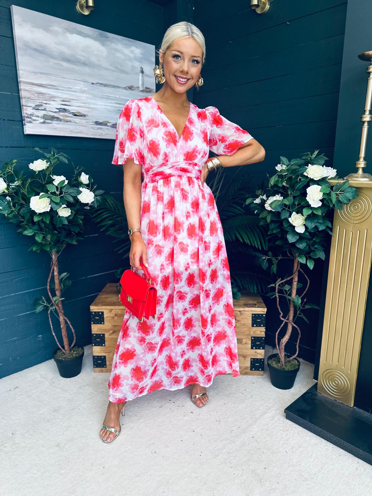 Jamie Banded Midi Dress Rouge