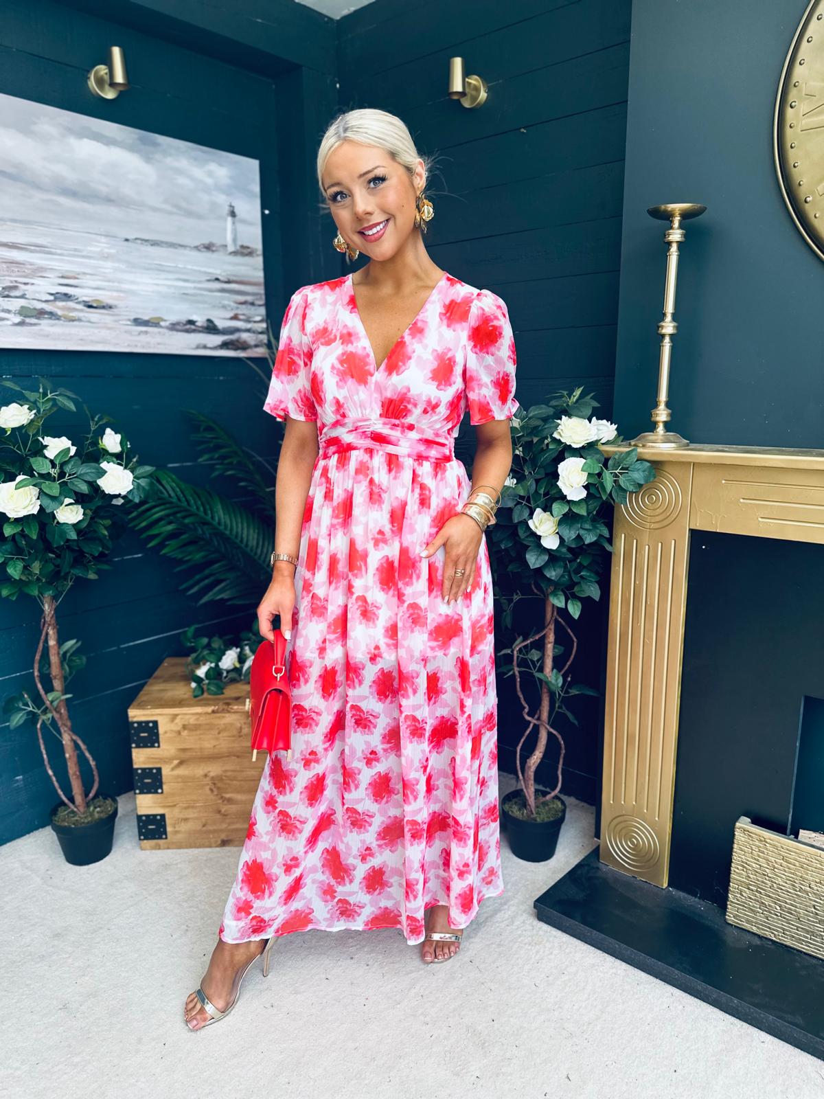 Jamie Banded Midi Dress Rouge