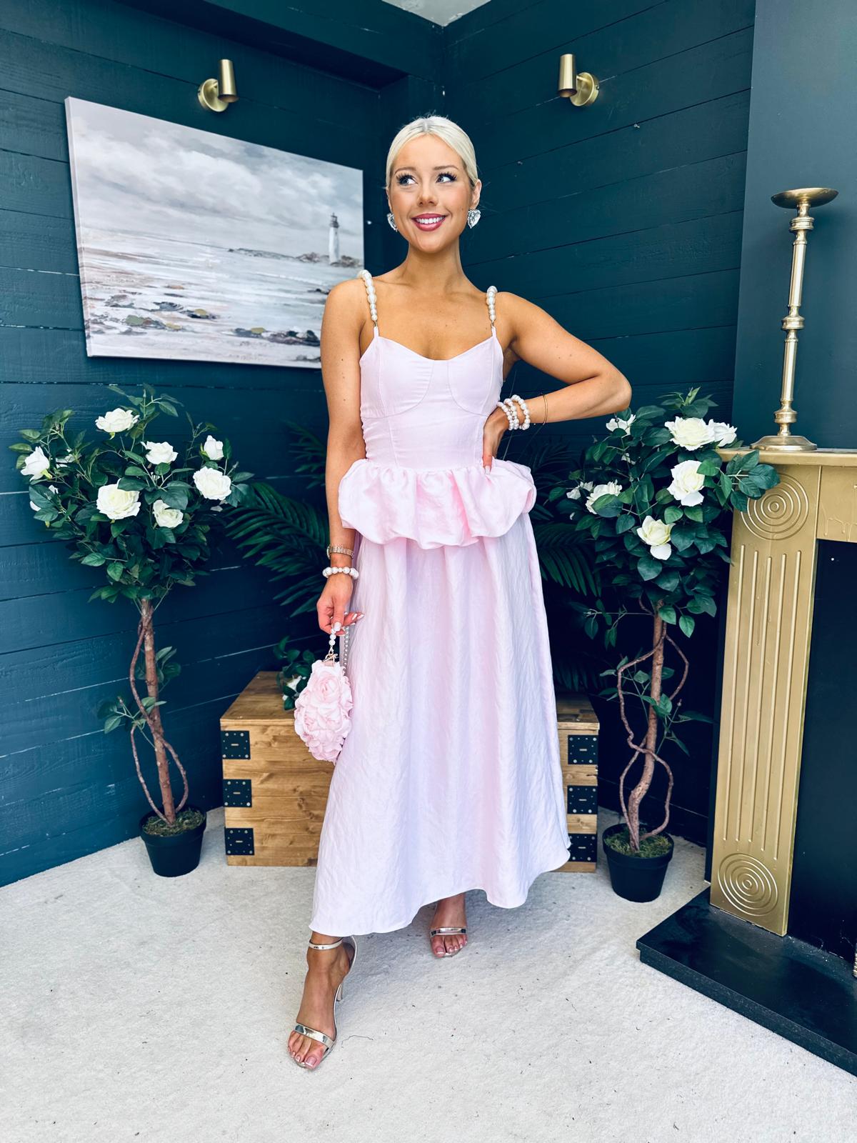 Vera Detailed Occasion Dress Pink