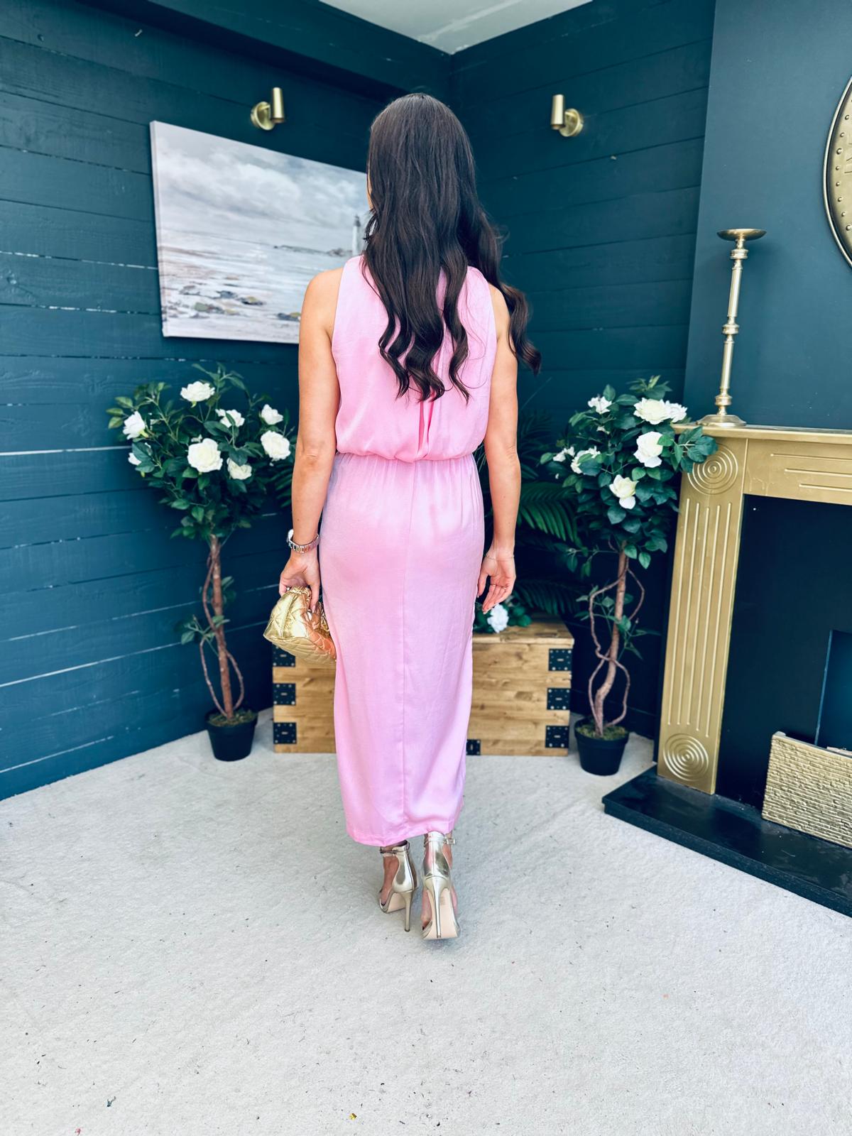 Lydia Ruched Midi Dress Pwr Pink