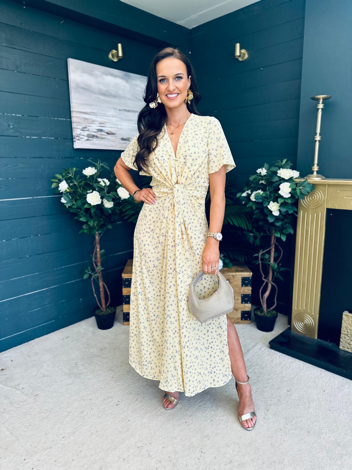 Mairead Banded Midi Dress Yellow
