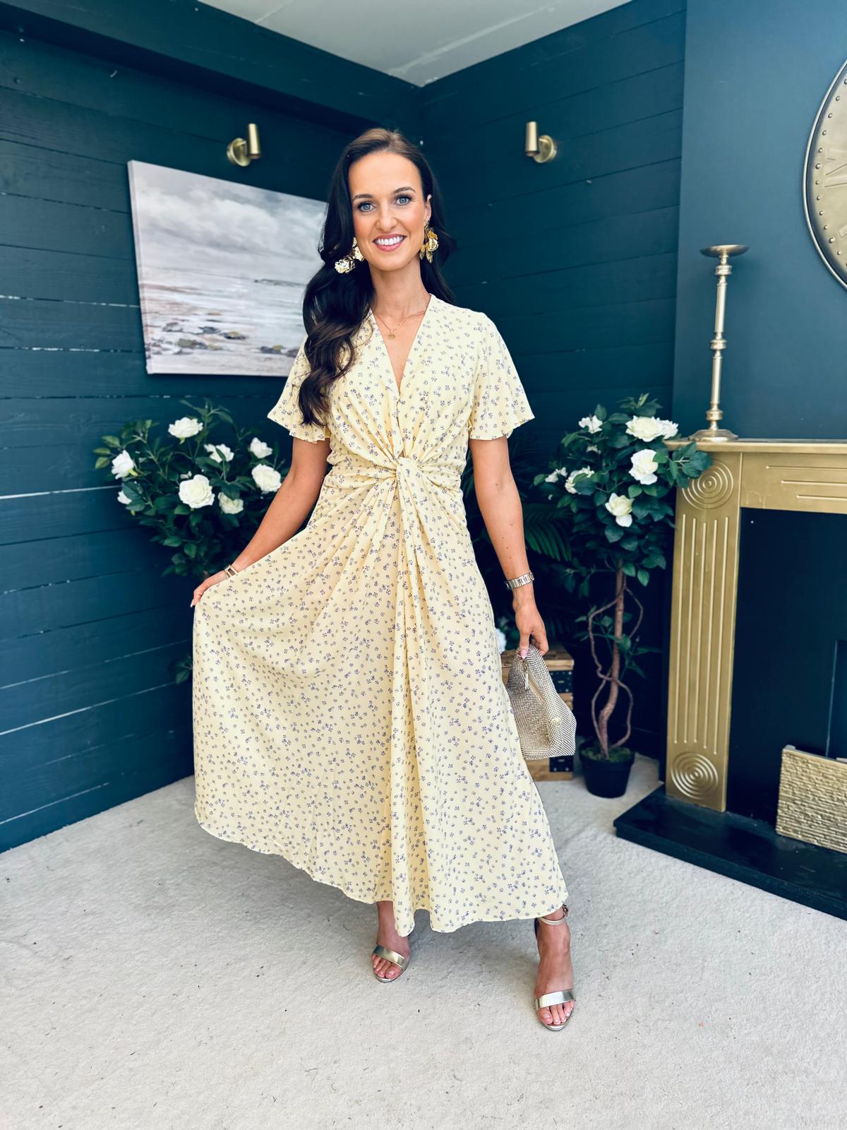 Mairead Banded Midi Dress Yellow