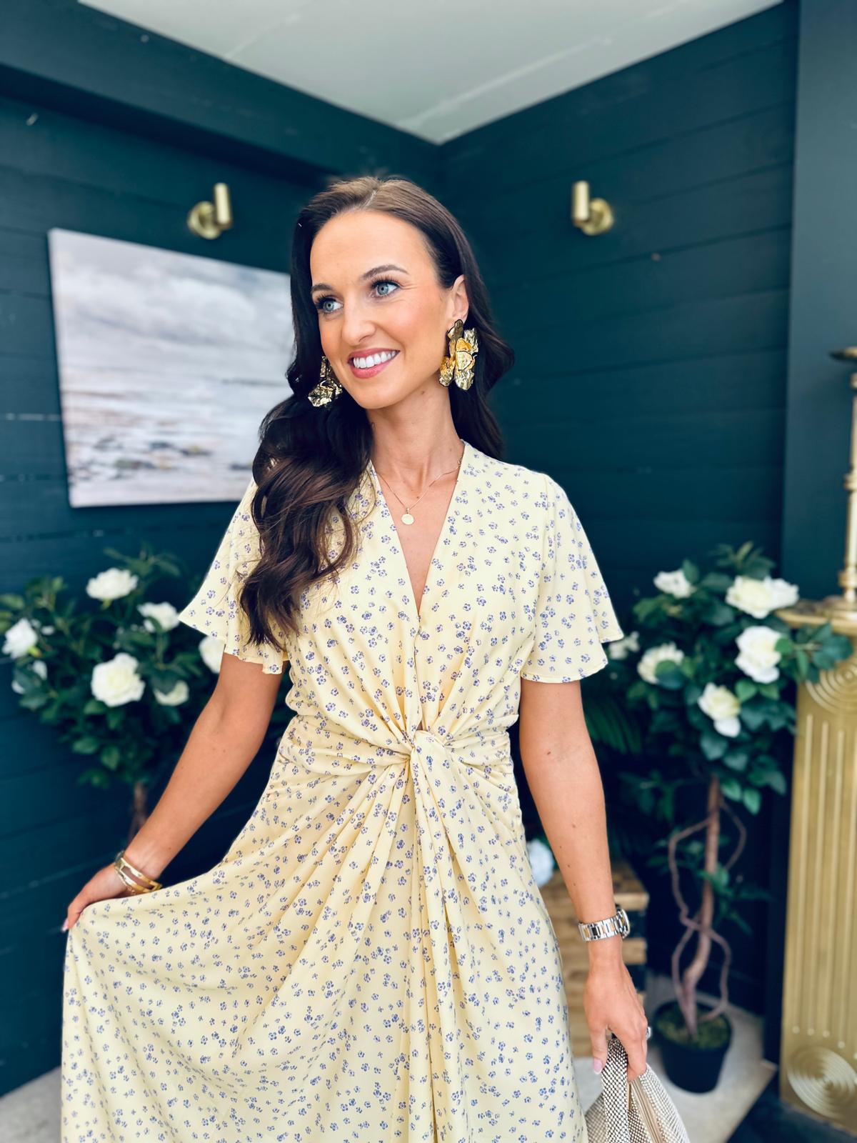 Mairead Banded Midi Dress Yellow