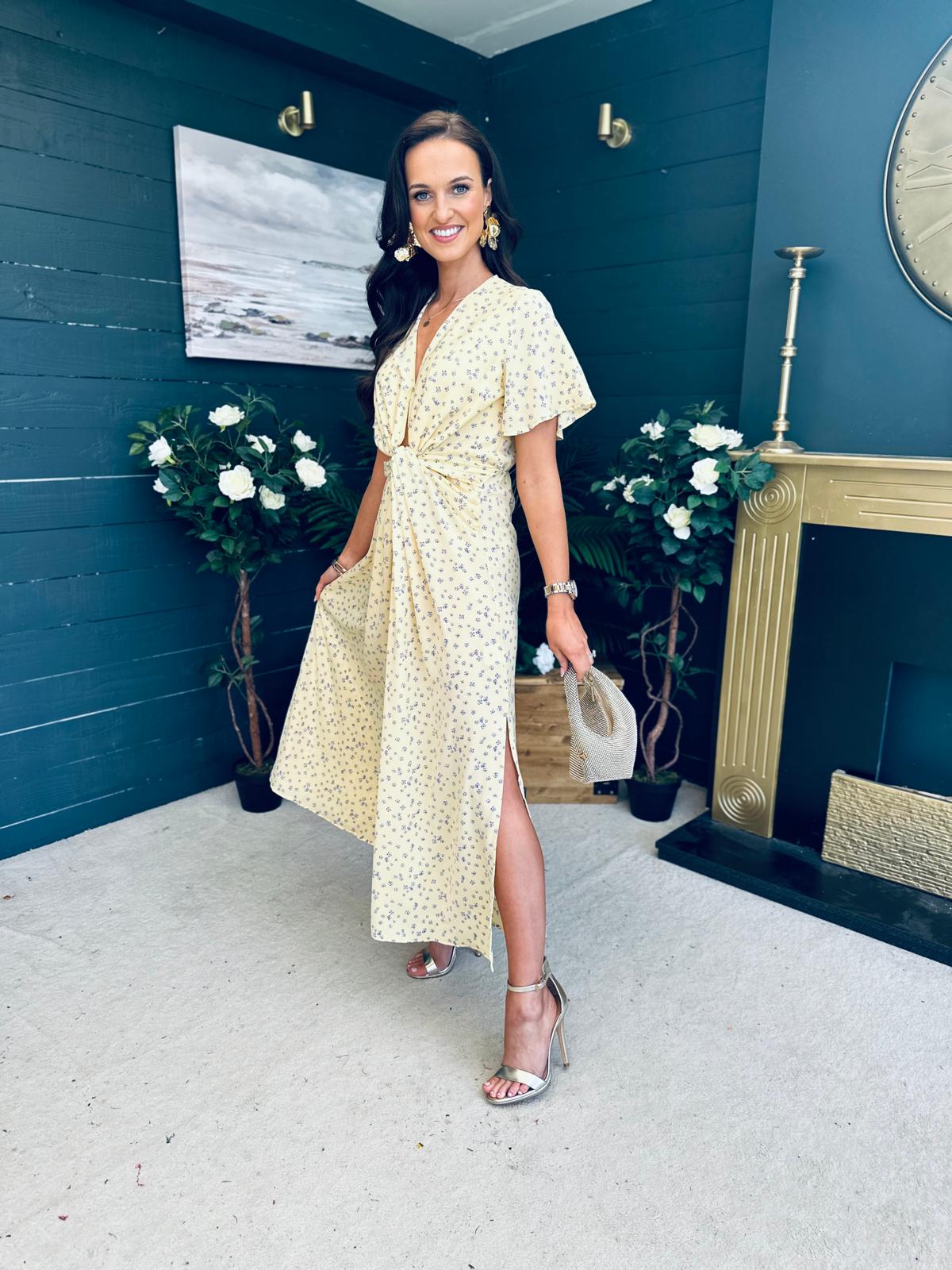 Mairead Banded Midi Dress Yellow