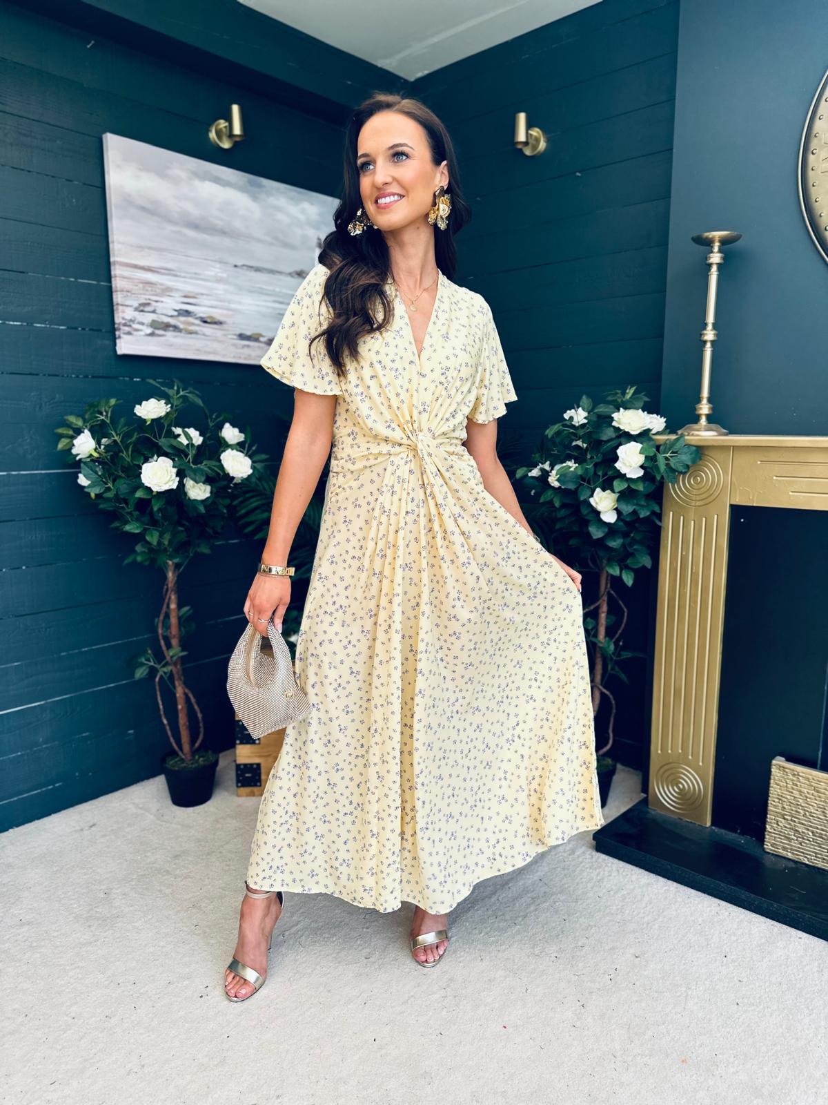 Mairead Banded Midi Dress Yellow