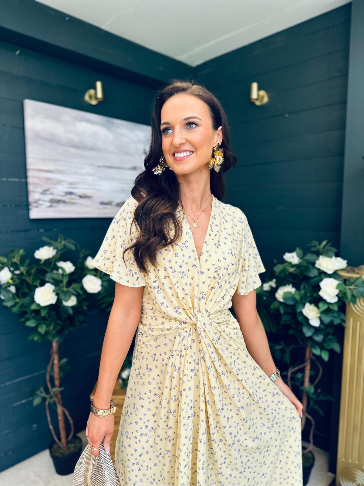 Mairead Banded Midi Dress Yellow