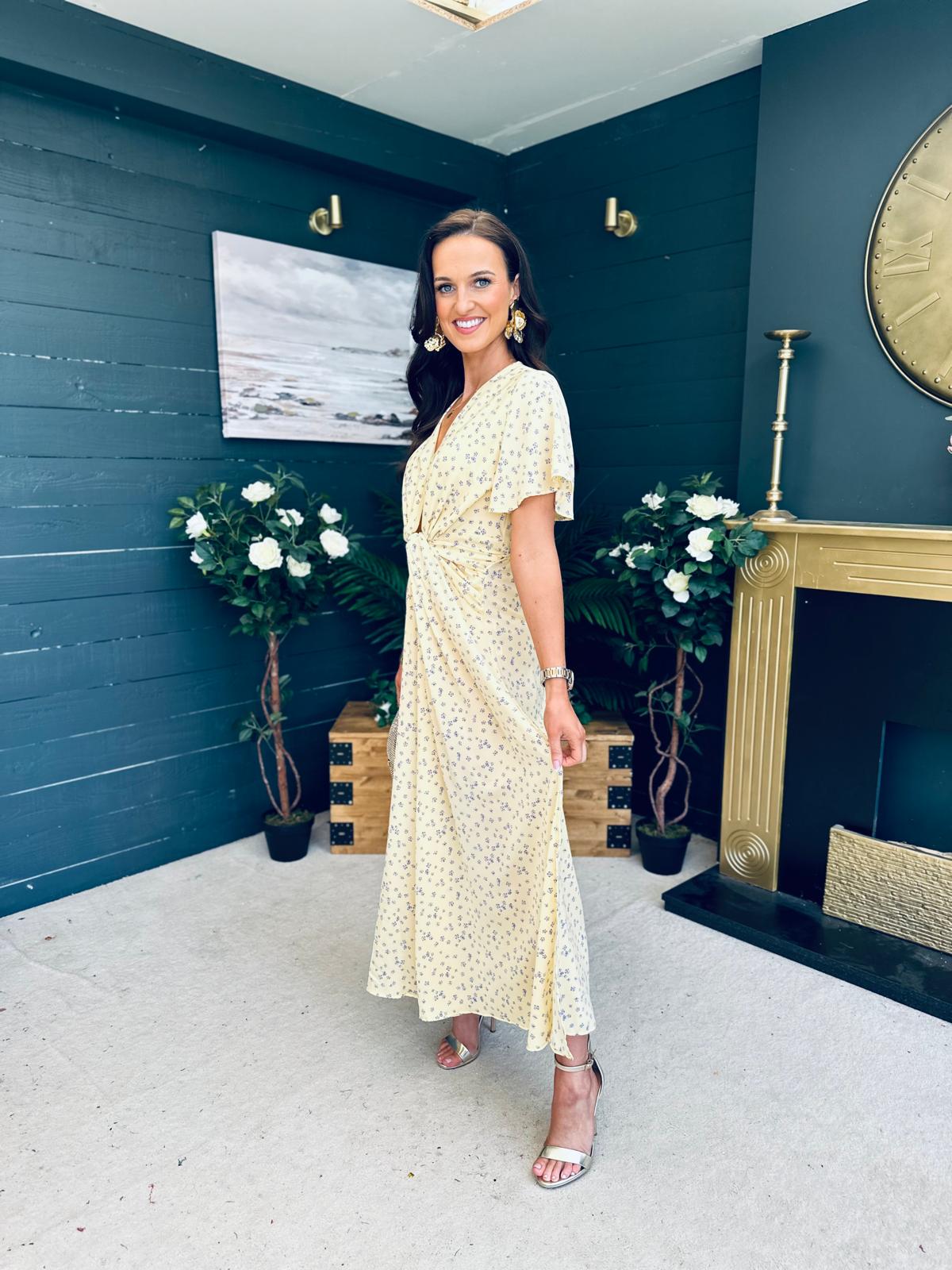 Mairead Banded Midi Dress Yellow