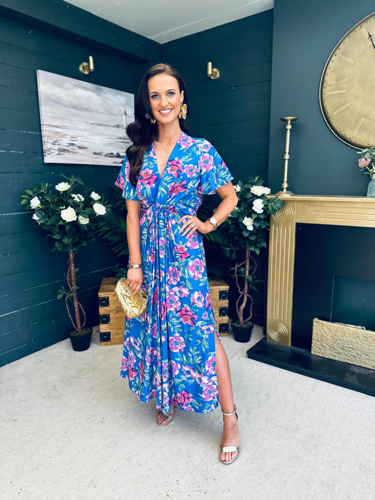 Mairead Banded Midi Dress Blue