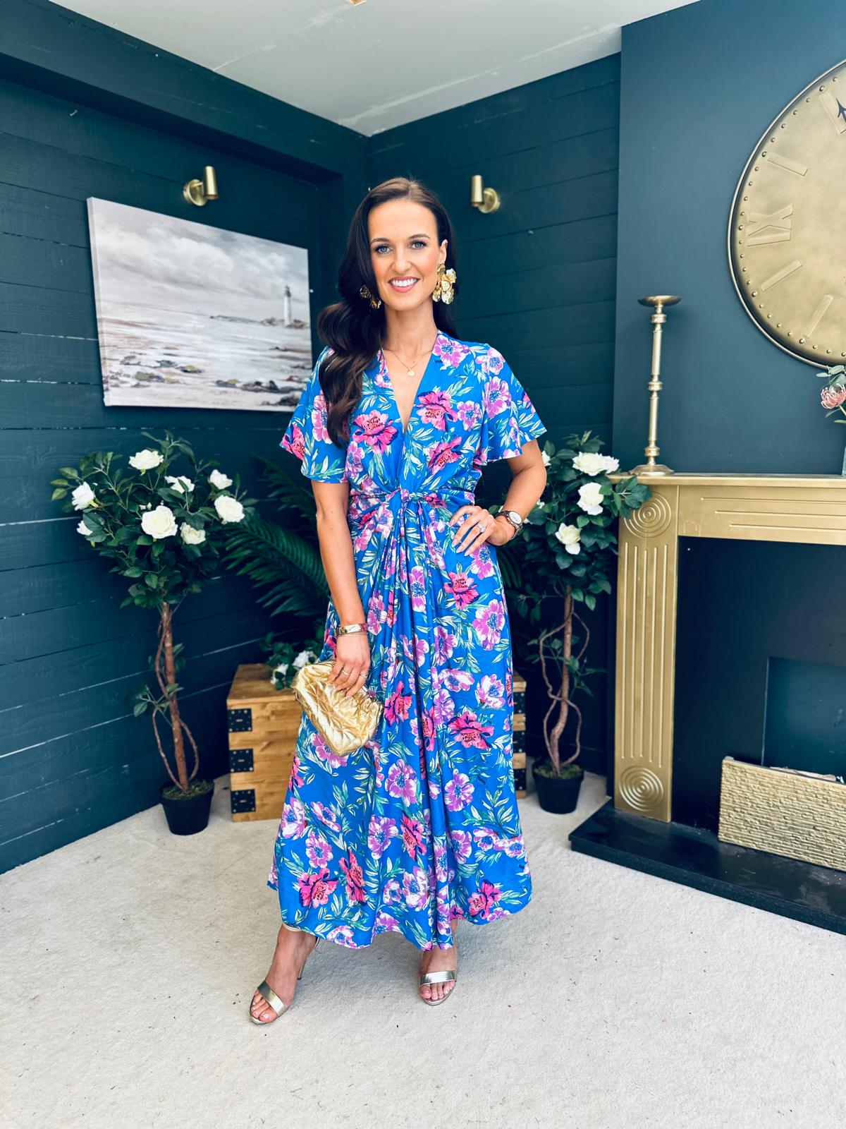 Mairead Banded Midi Dress Blue