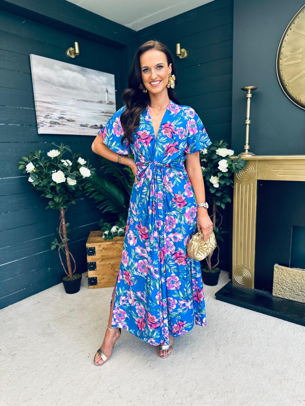 Mairead Banded Midi Dress Blue