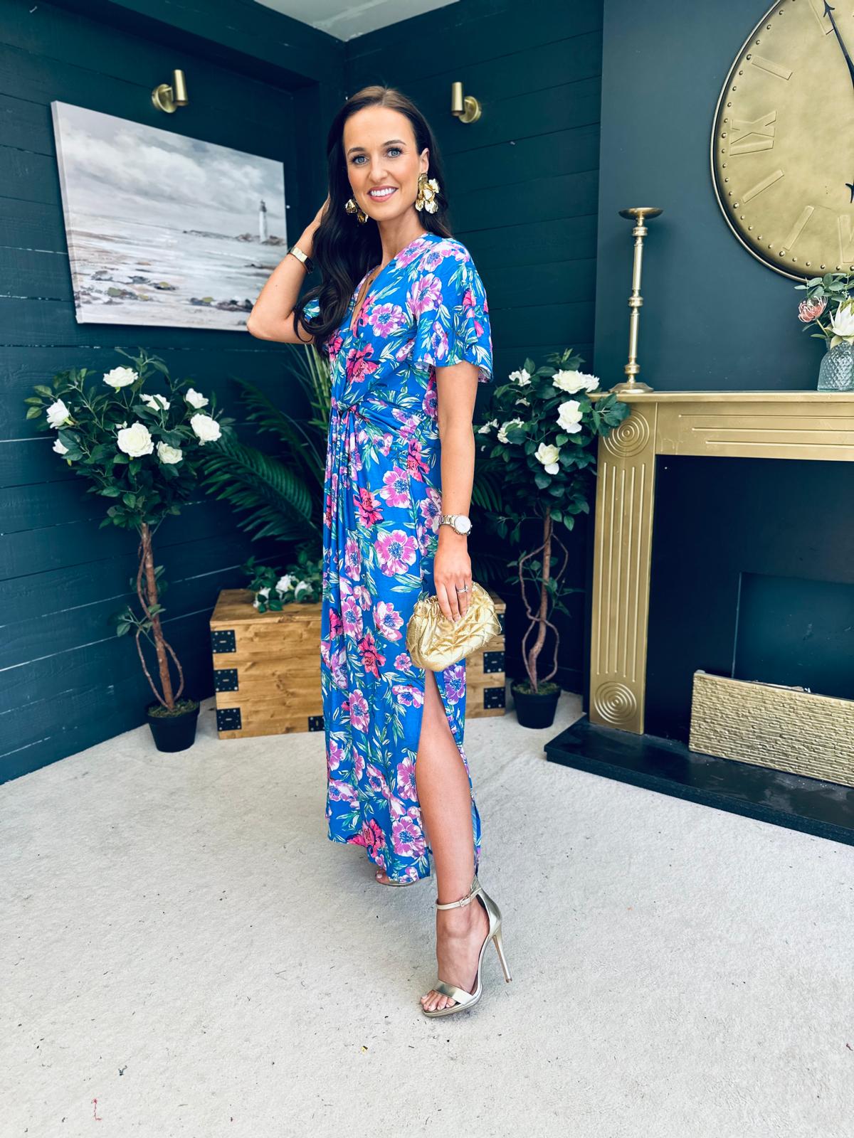 Mairead Banded Midi Dress Blue