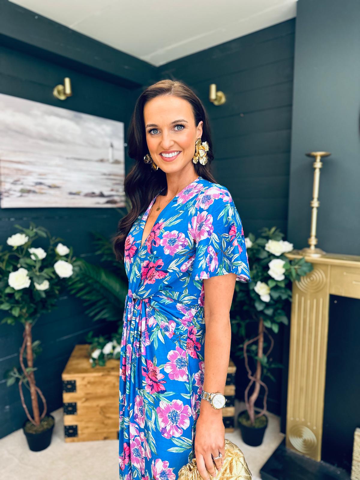 Mairead Banded Midi Dress Blue