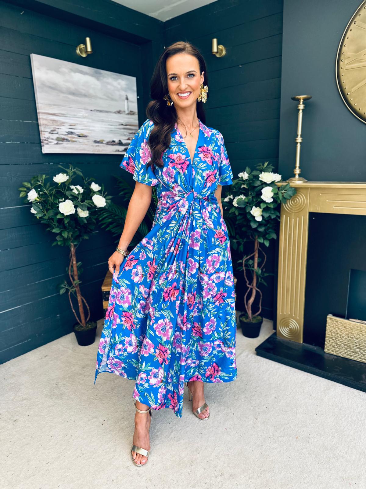 Mairead Banded Midi Dress Blue