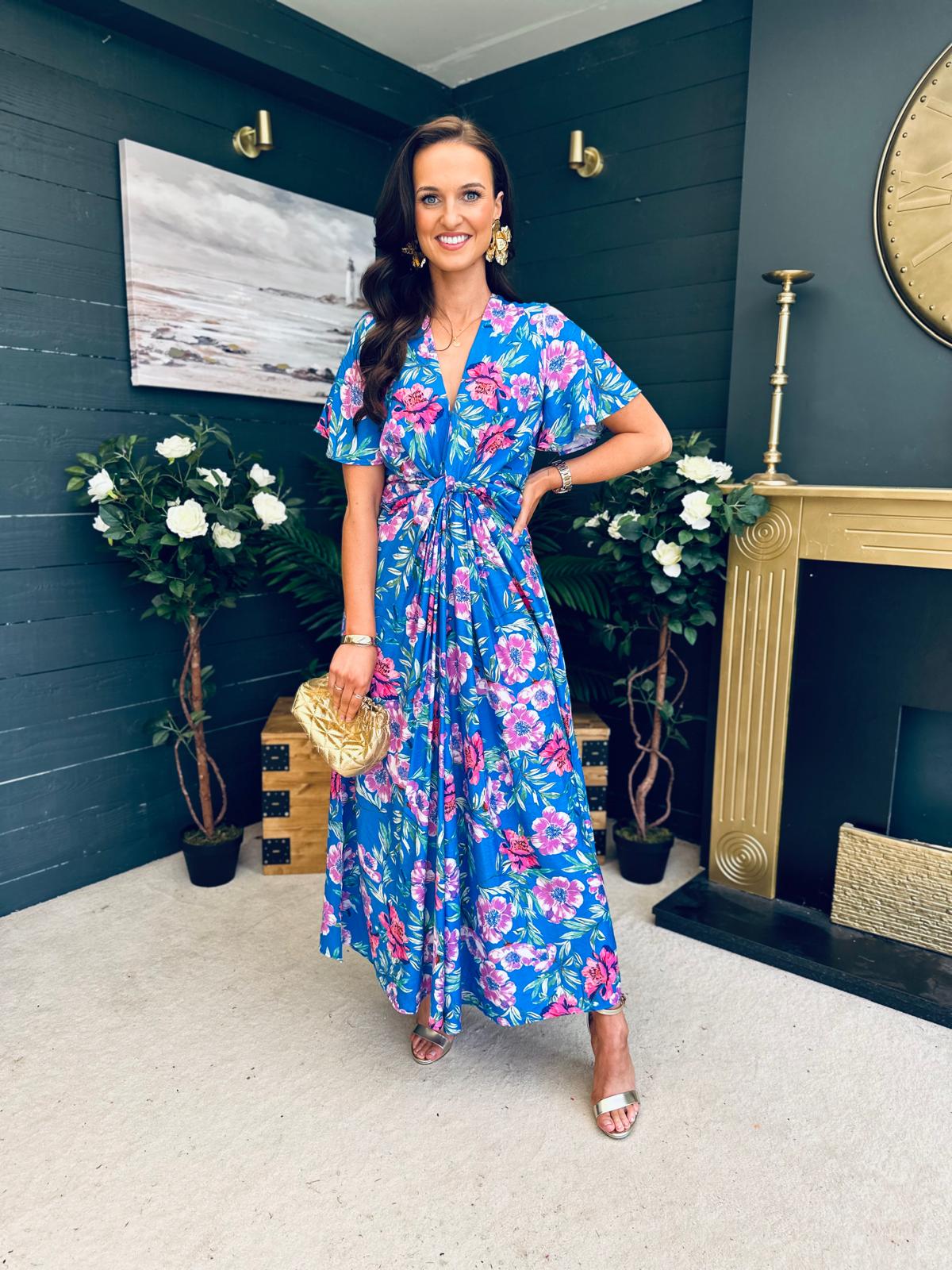 Mairead Banded Midi Dress Blue