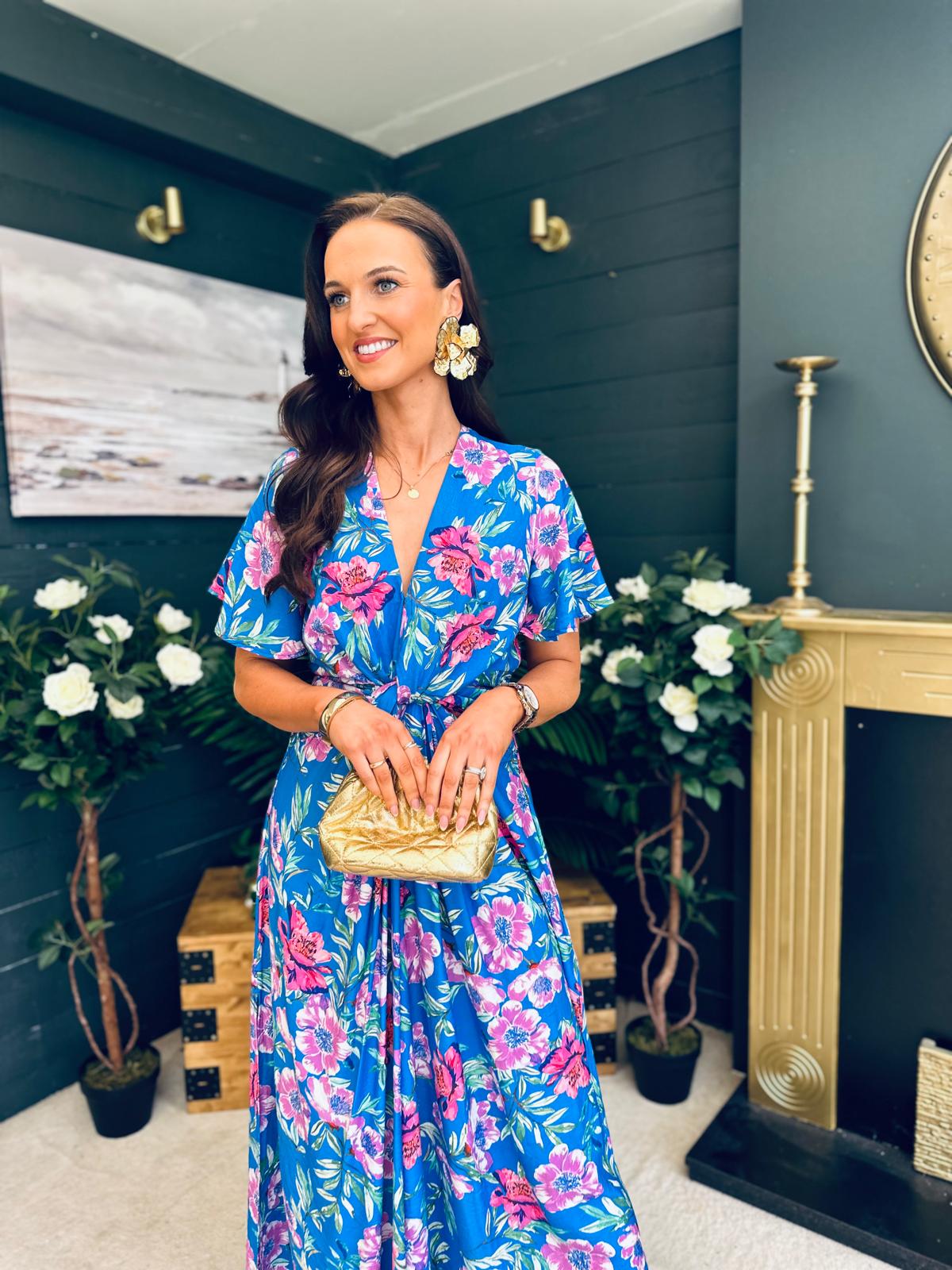 Mairead Banded Midi Dress Blue