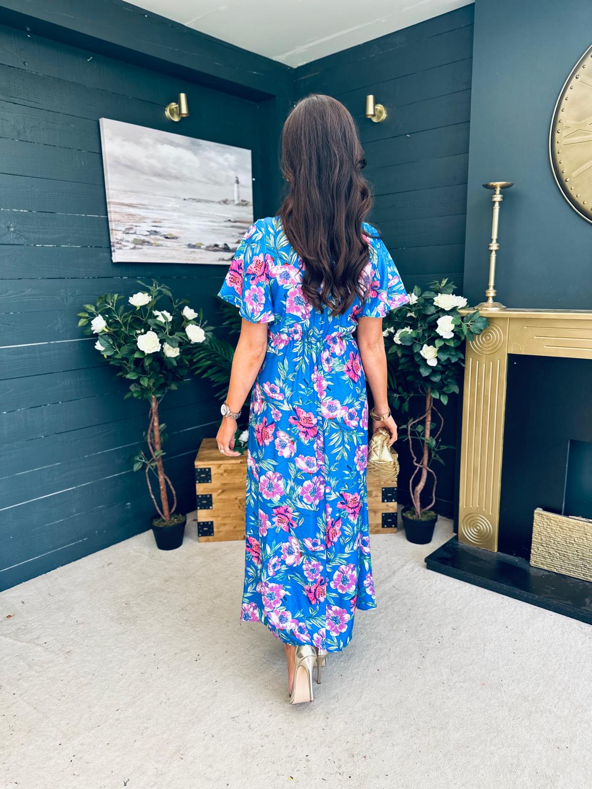 Mairead Banded Midi Dress Blue