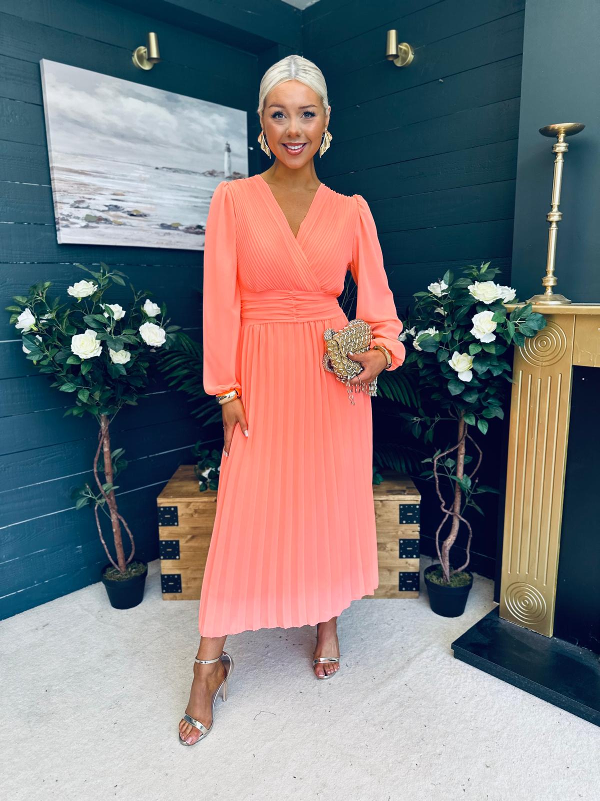 Blaire Banded Midi Dress Peach