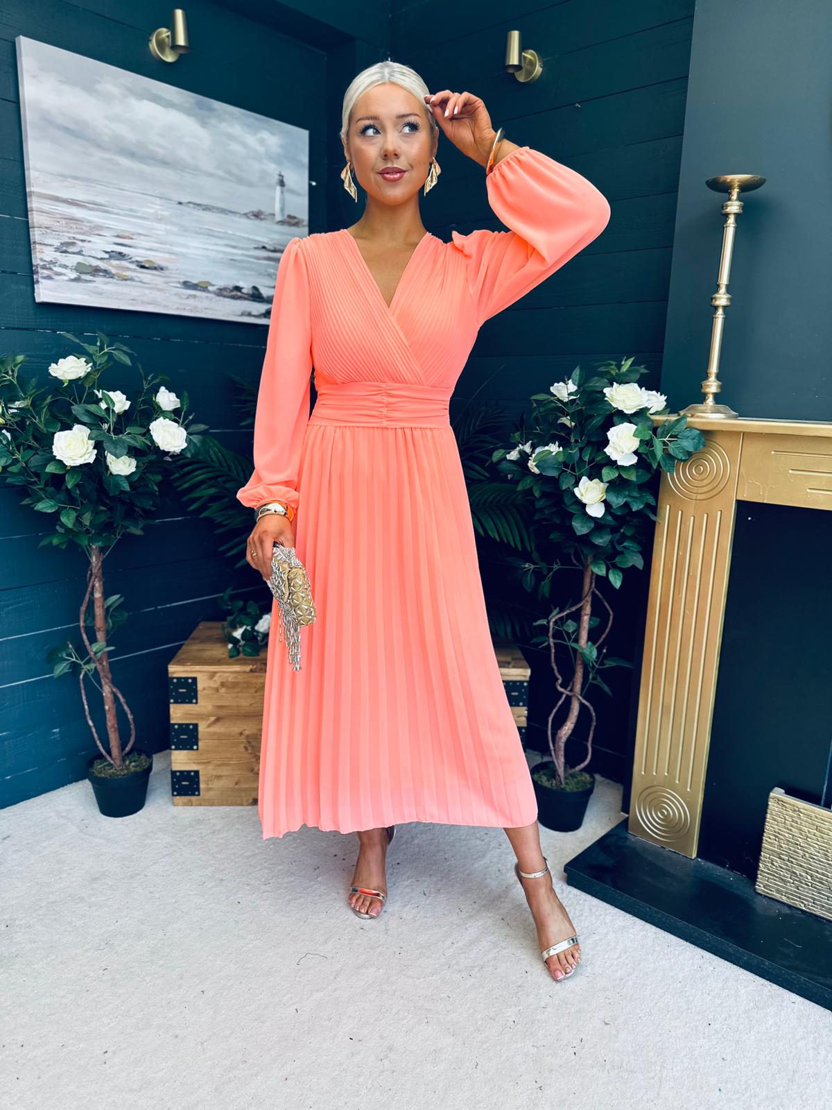Blaire Banded Midi Dress Peach