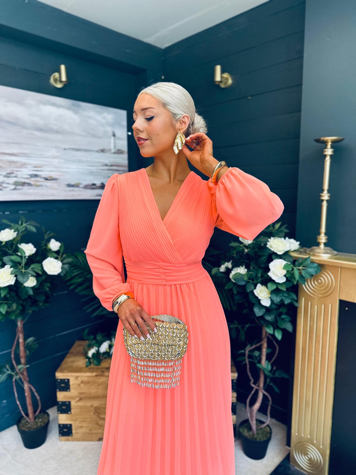 Blaire Banded Midi Dress Peach
