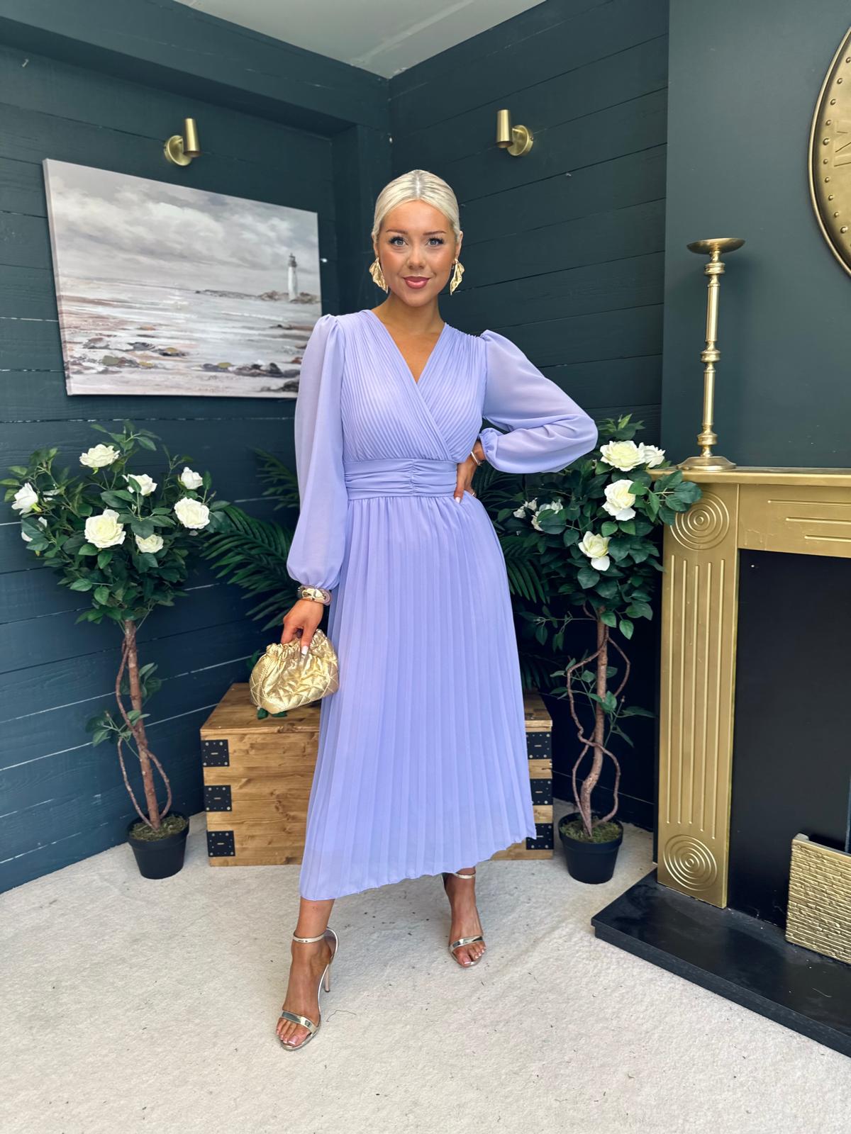 Blaire Banded Midi Dress Lavender