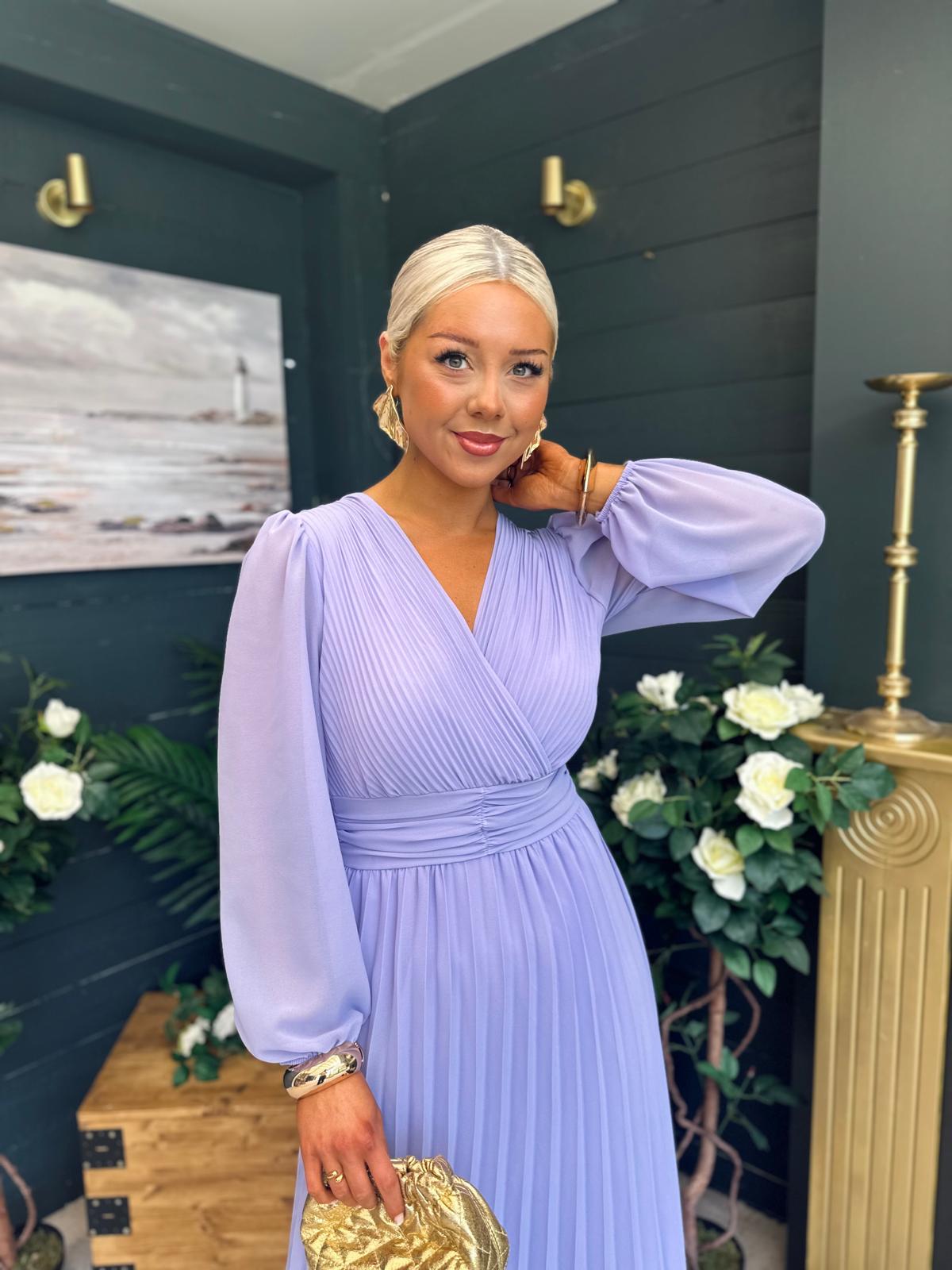 Blaire Banded Midi Dress Lavender