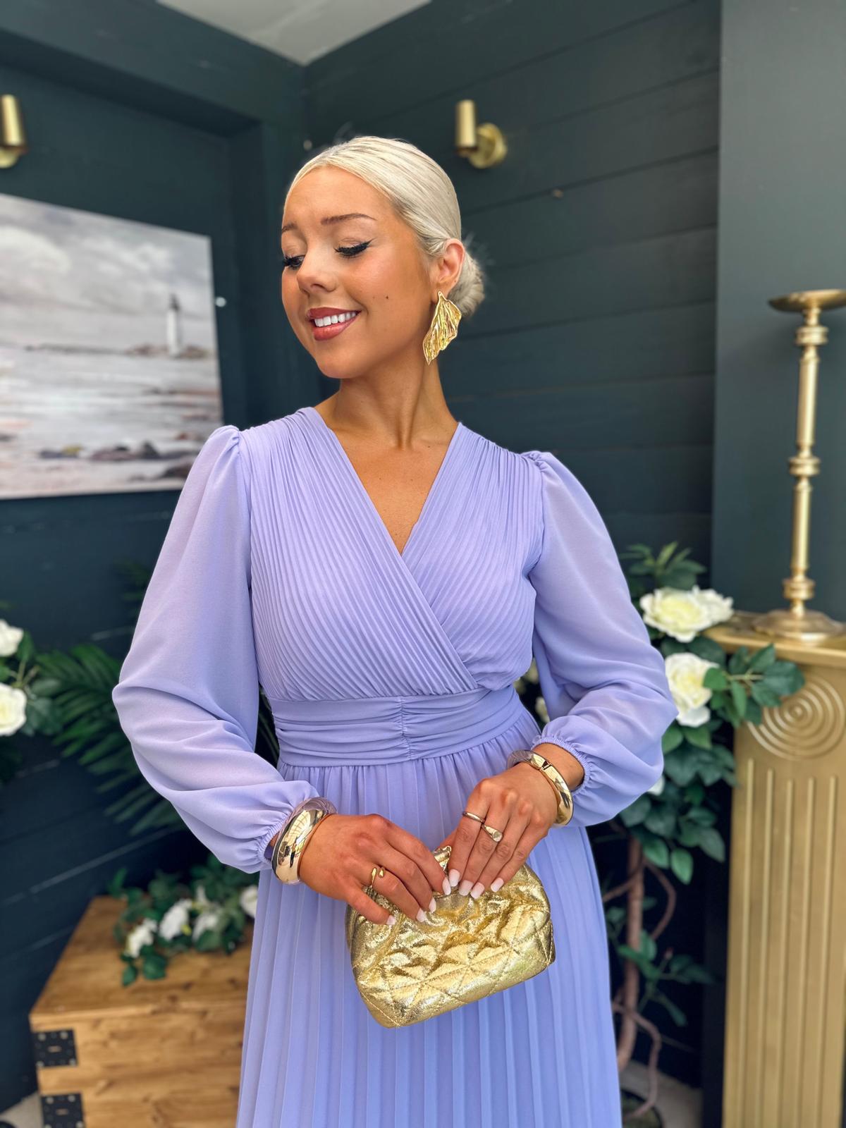 Blaire Banded Midi Dress Lavender
