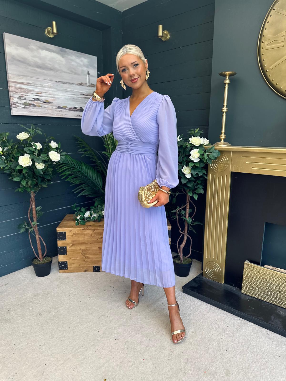 Blaire Banded Midi Dress Lavender