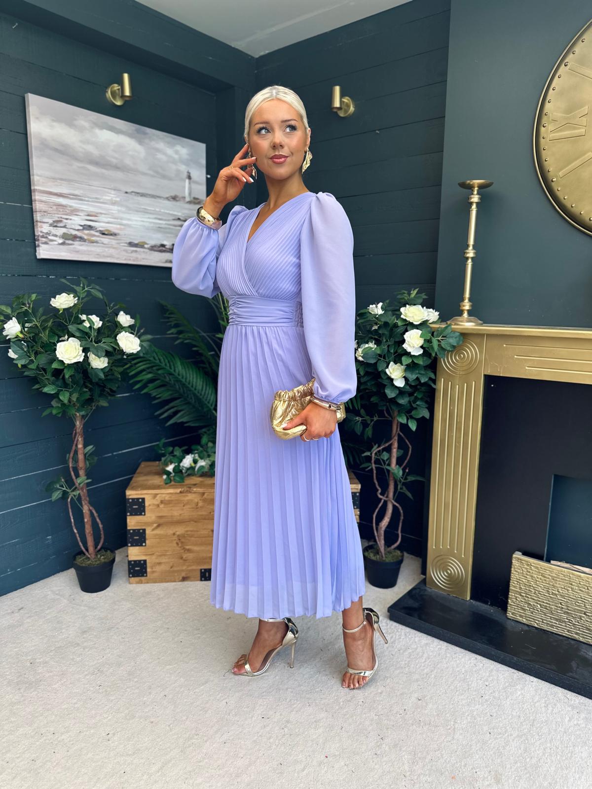 Blaire Banded Midi Dress Lavender