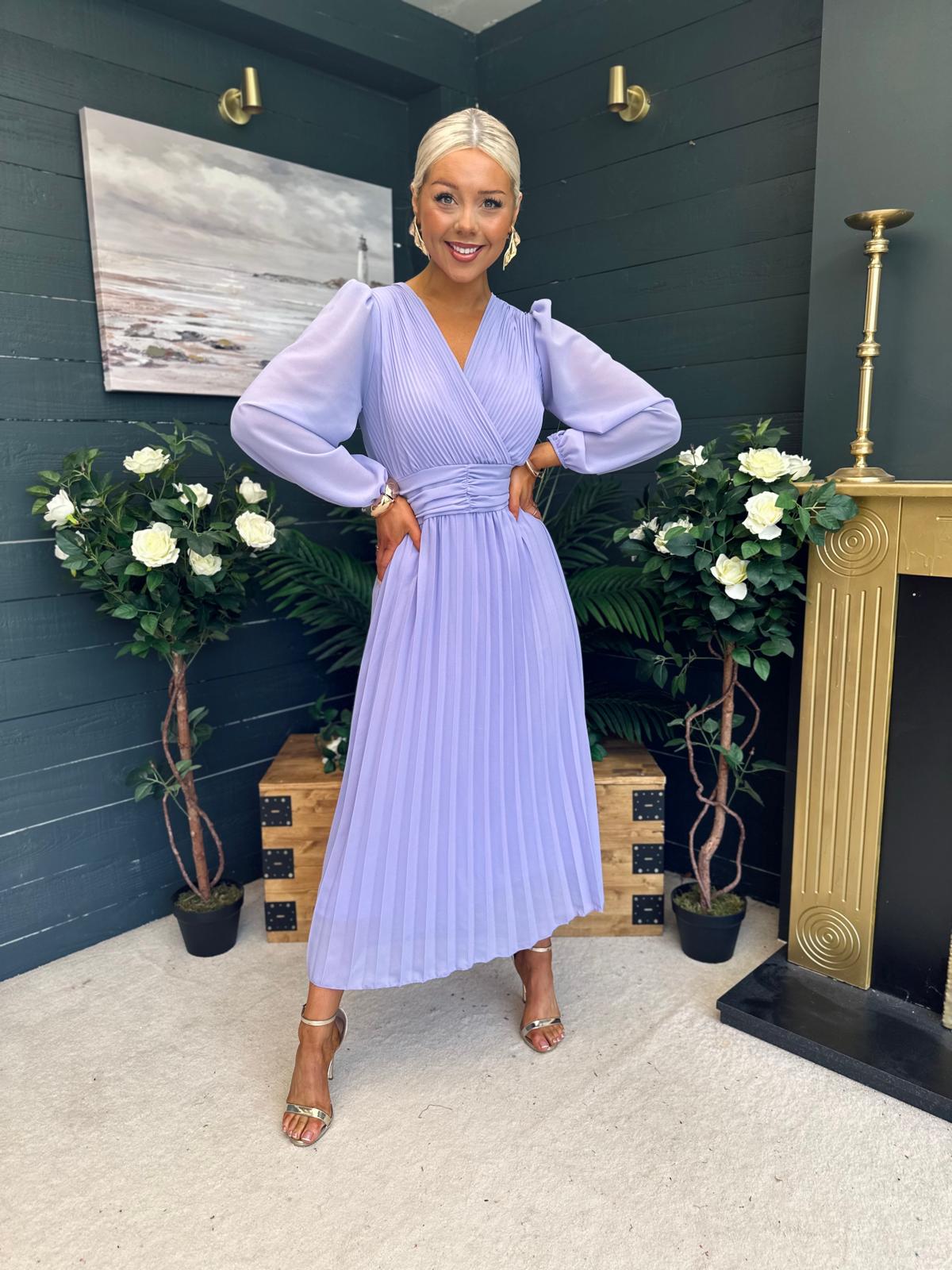 Blaire Banded Midi Dress Lavender