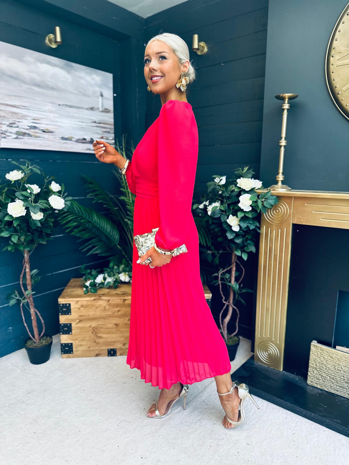 Blaire Banded Midi Dress Strawberry