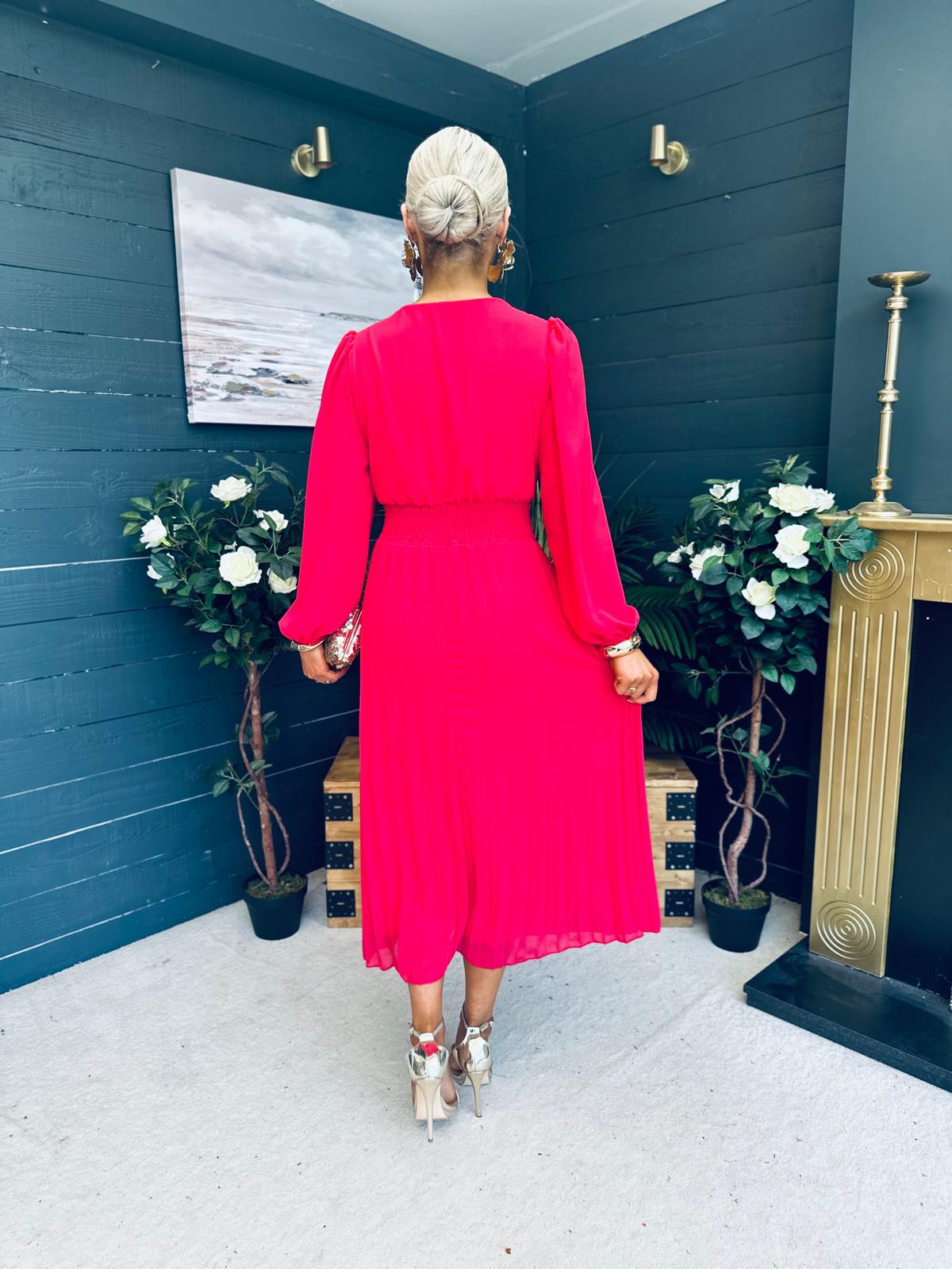 Blaire Banded Midi Dress Strawberry