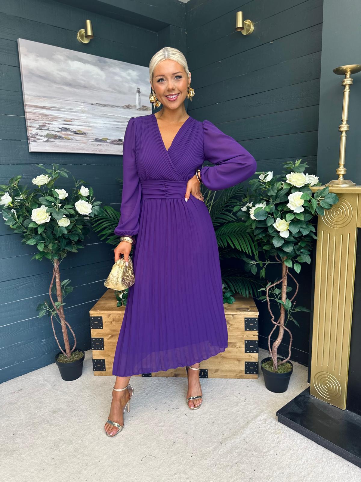 Blaire Banded Midi Dress Violet