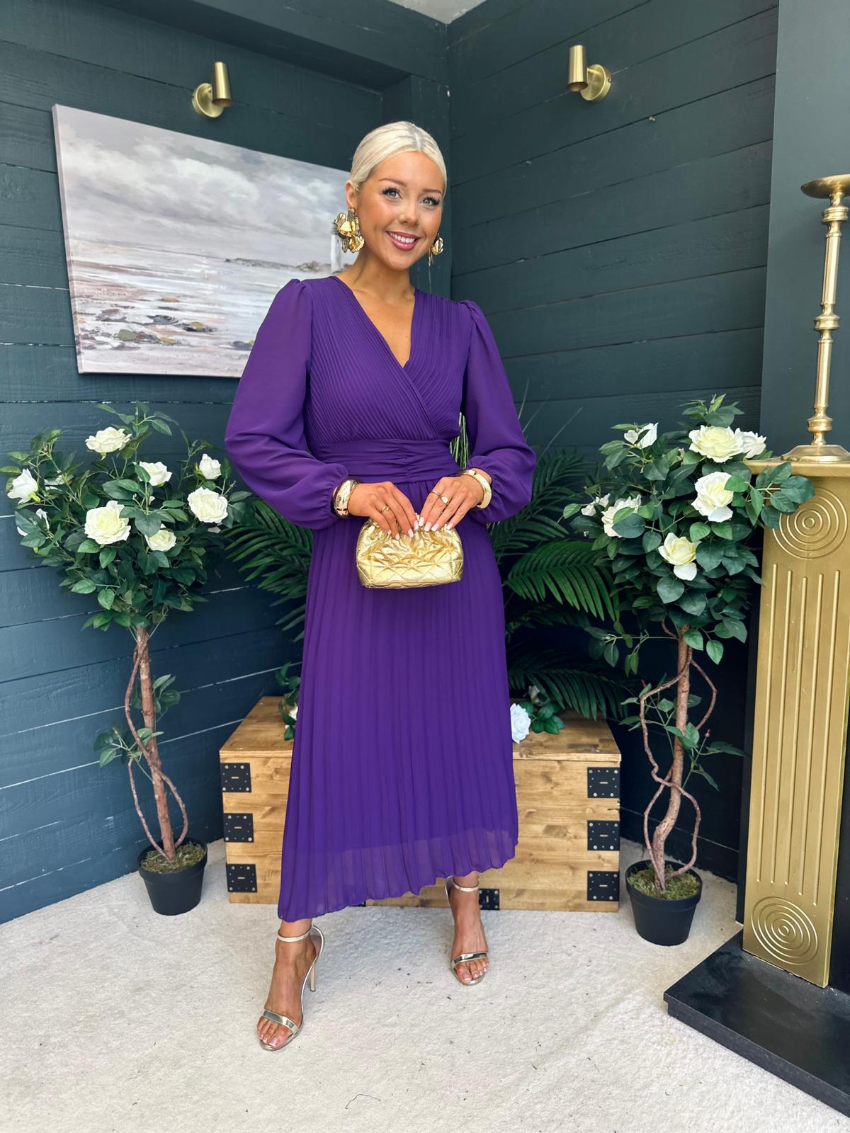 Blaire Banded Midi Dress Violet