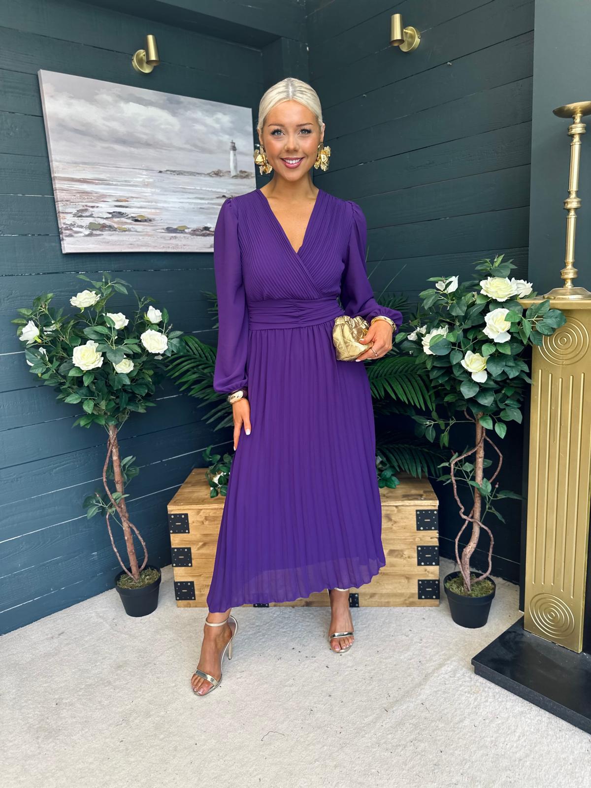 Blaire Banded Midi Dress Violet