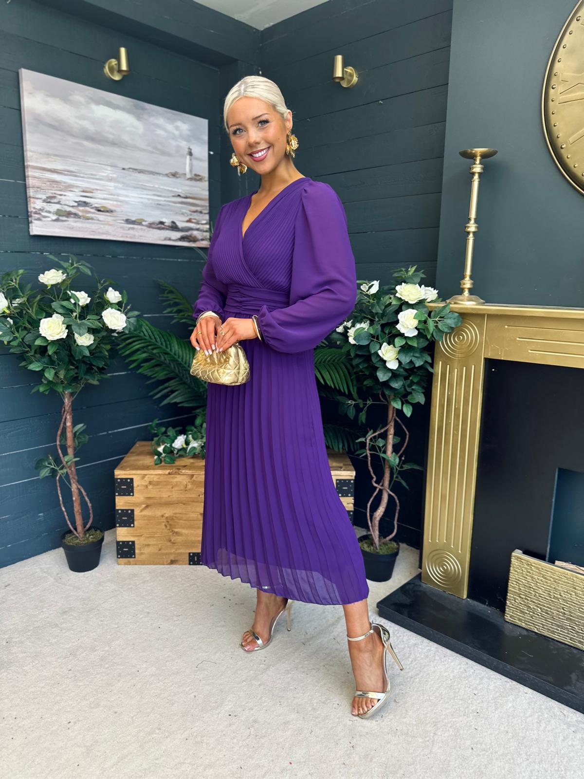 Blaire Banded Midi Dress Violet