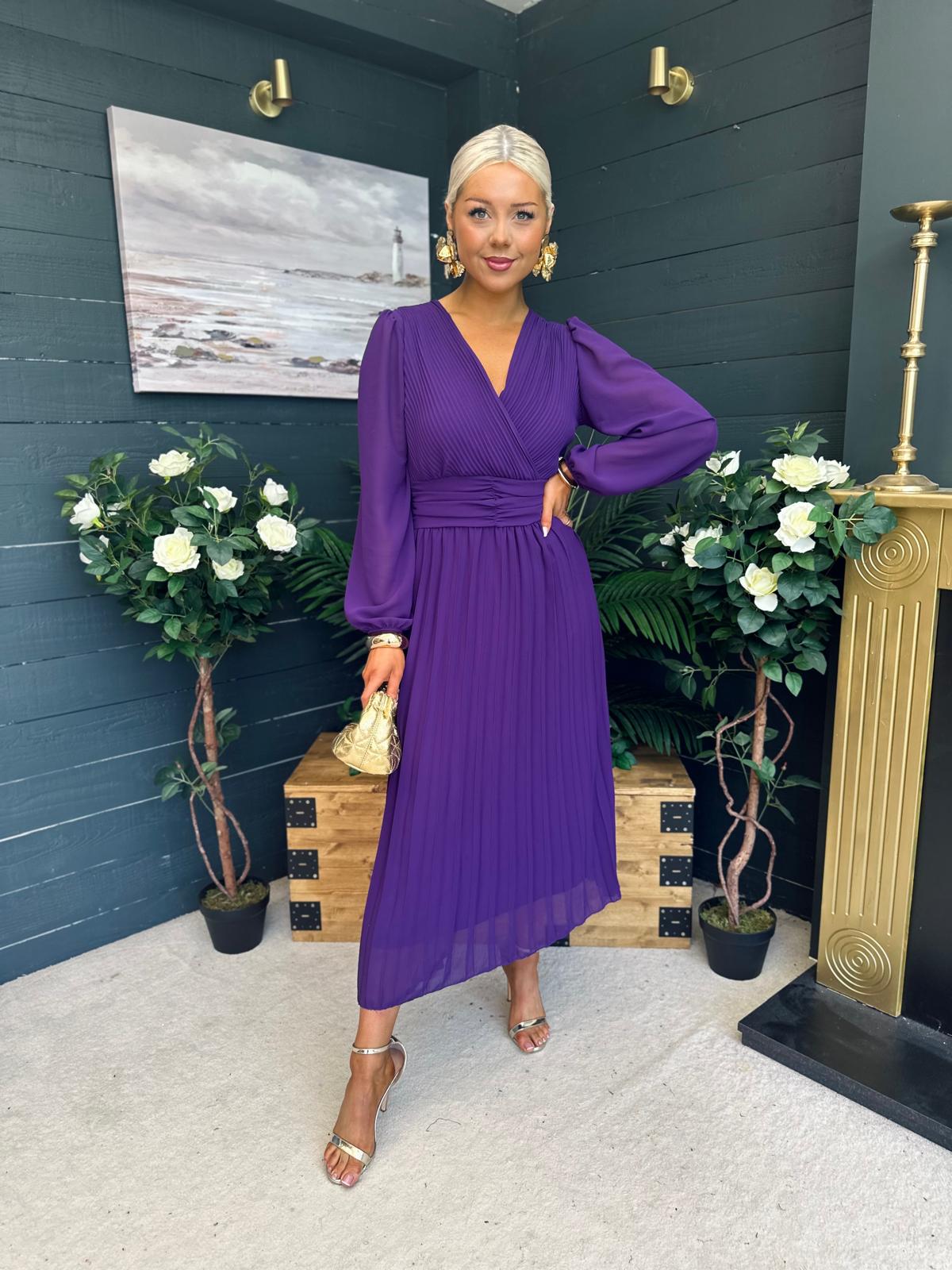 Blaire Banded Midi Dress Violet