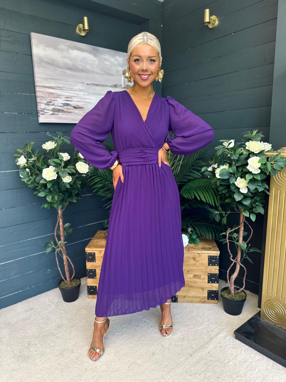 Blaire Banded Midi Dress Violet