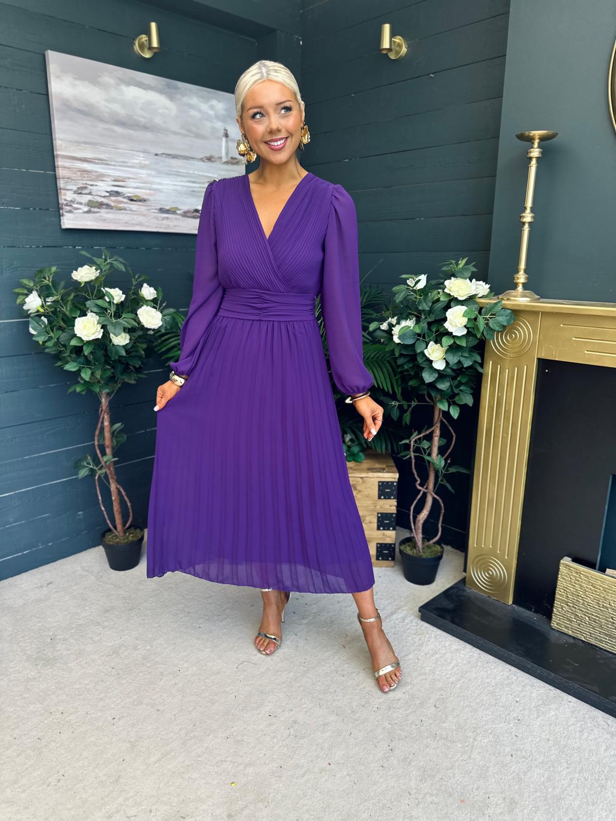 Blaire Banded Midi Dress Violet