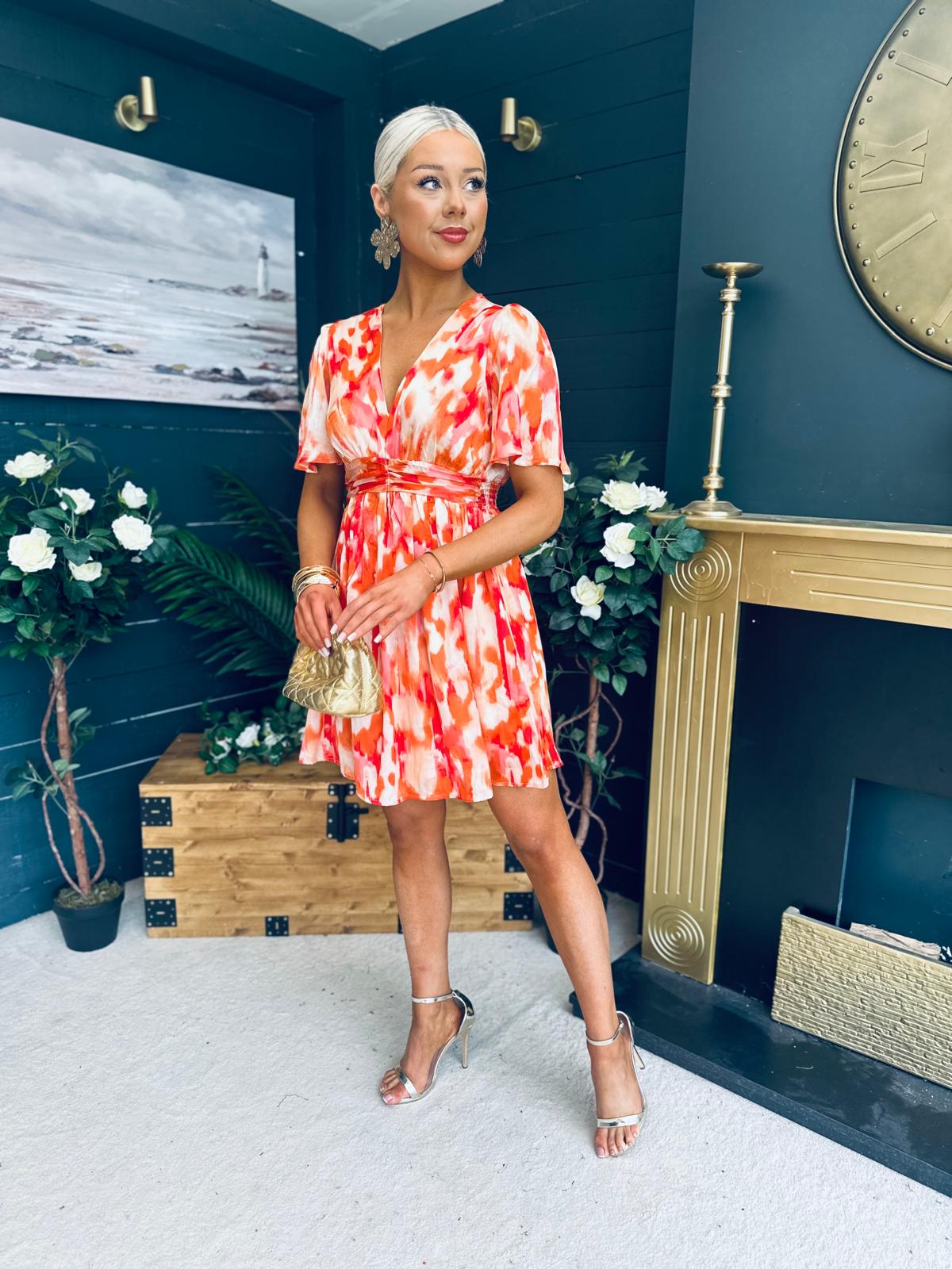 Daria Banded Mini Dress Amber