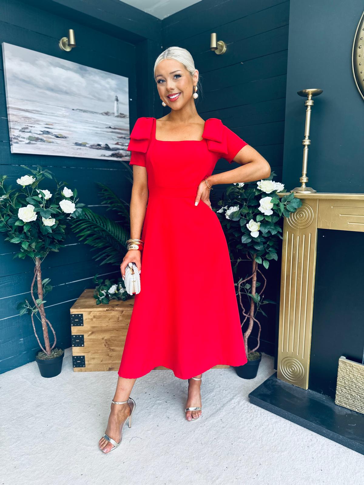 Pippa Detailed Occasion Dress Red