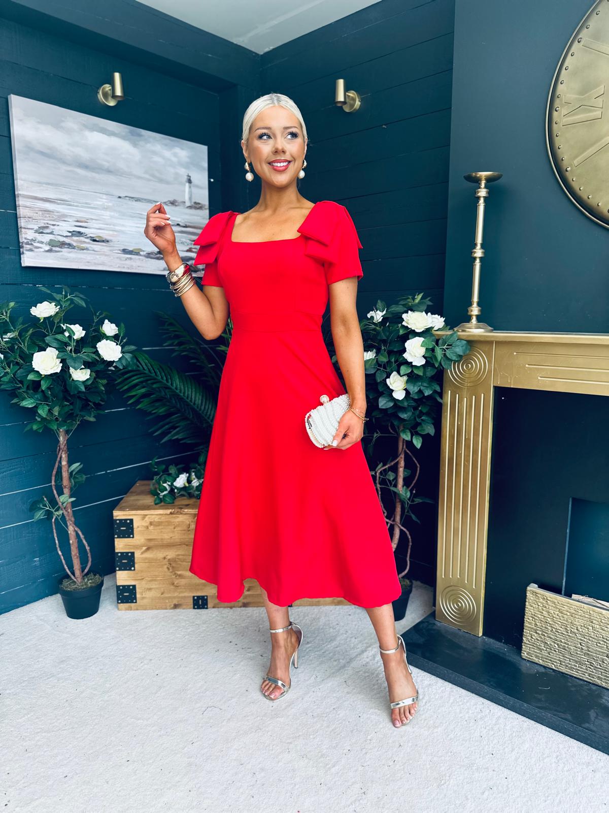 Pippa Detailed Occasion Dress Red