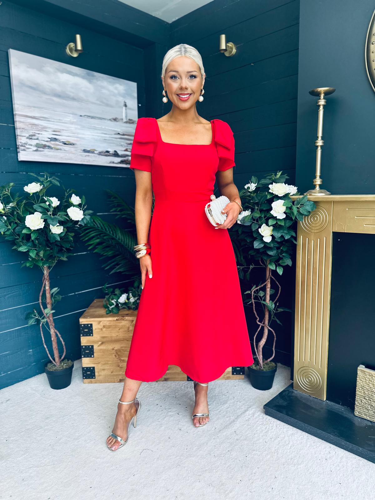 Pippa Detailed Occasion Dress Red