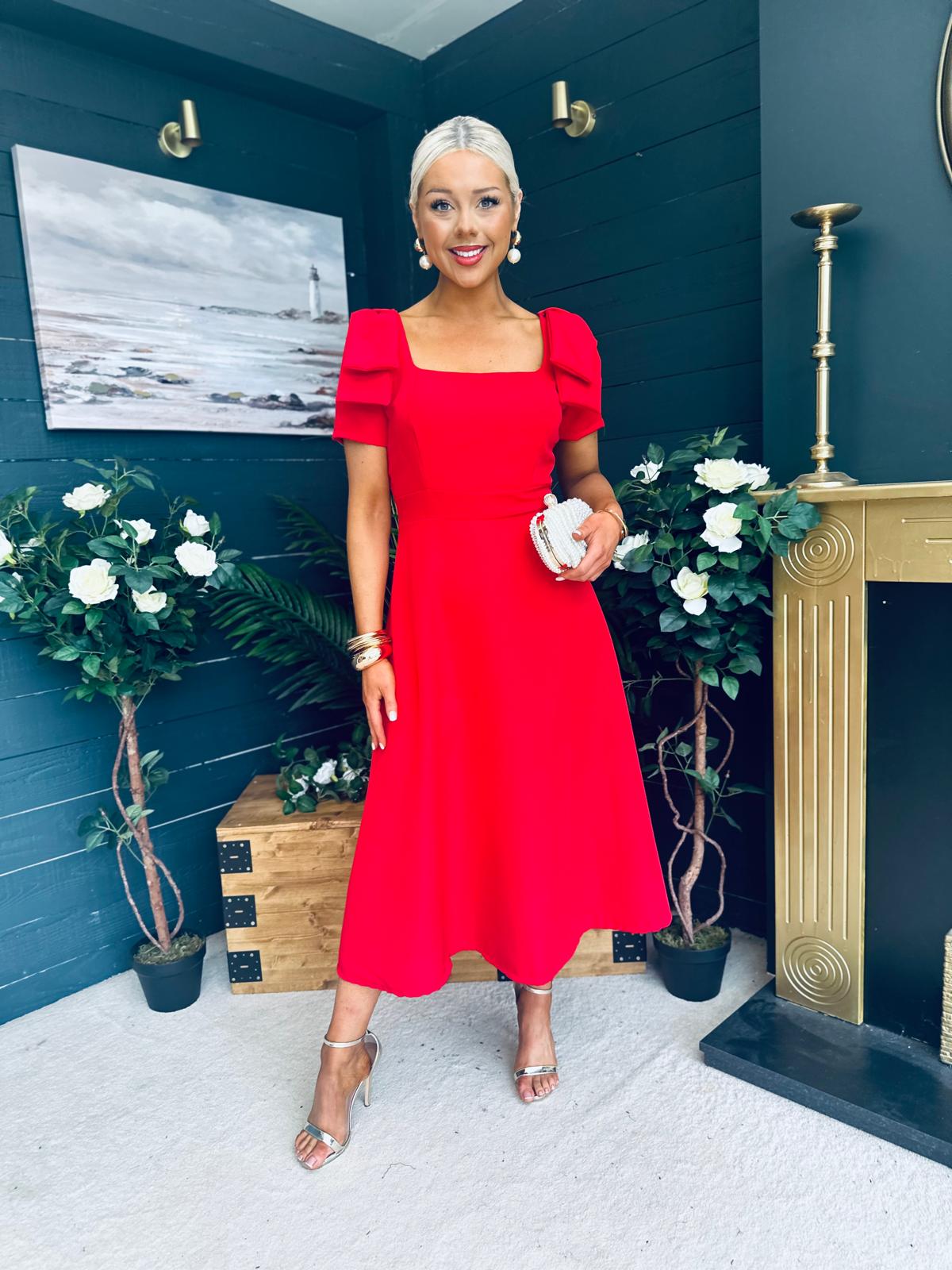 Pippa Detailed Occasion Dress Red