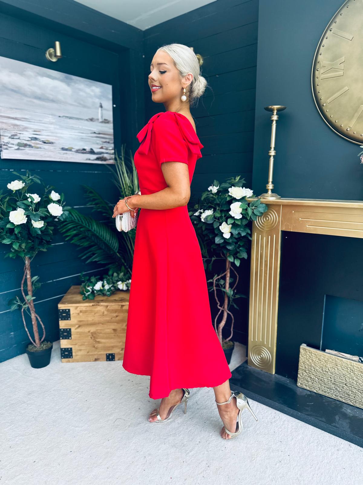 Pippa Detailed Occasion Dress Red