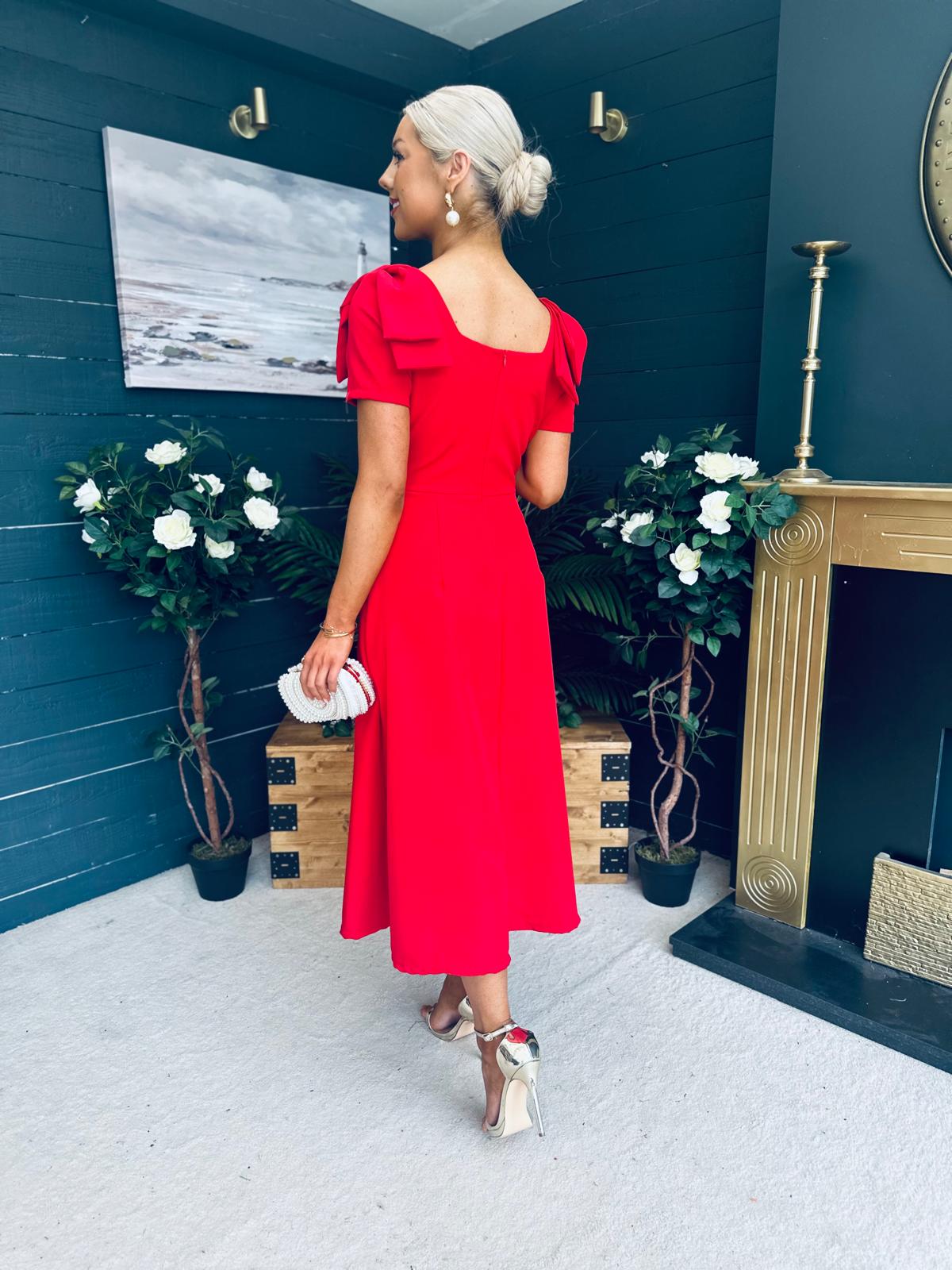 Pippa Detailed Occasion Dress Red