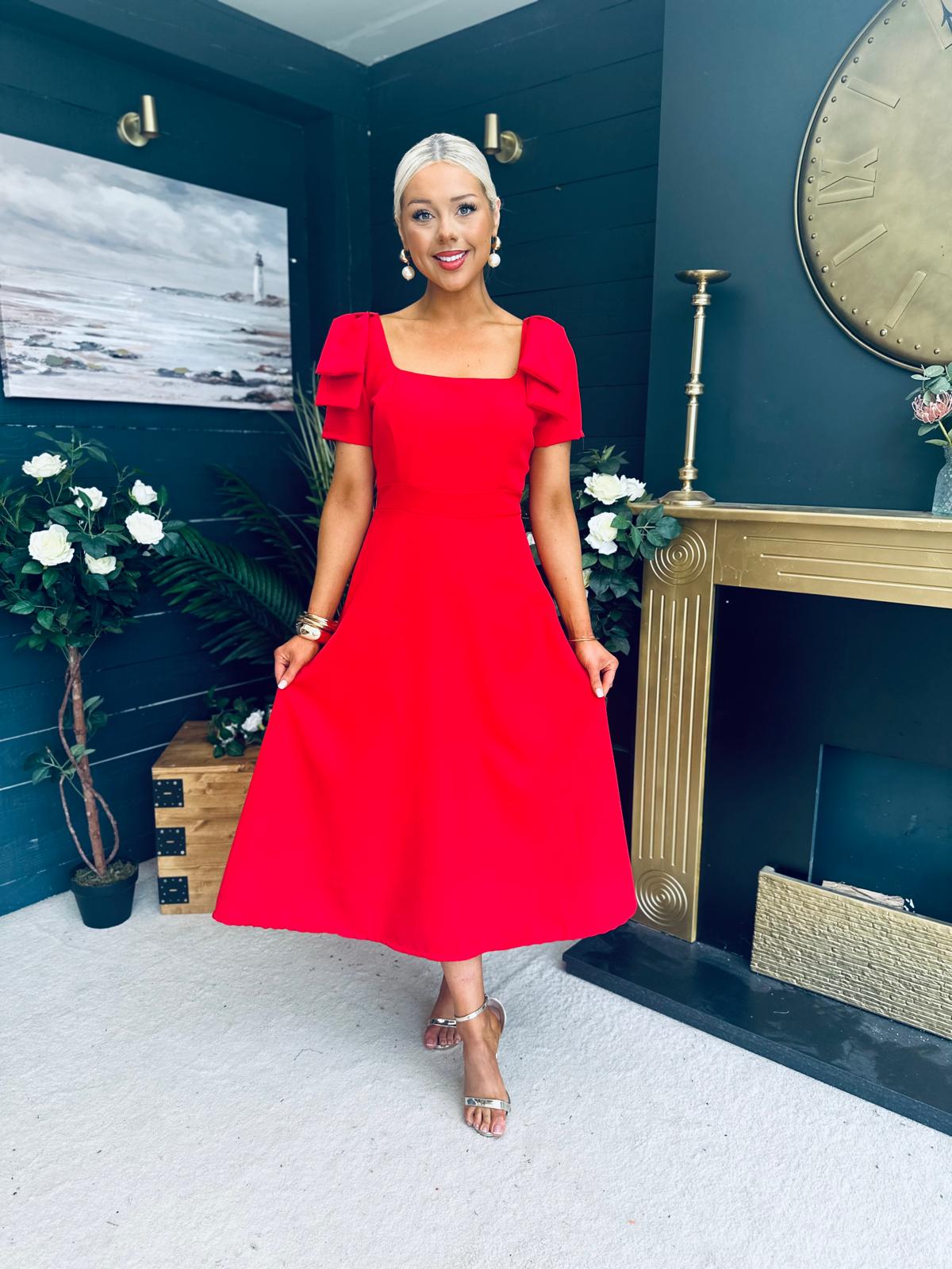 Pippa Detailed Occasion Dress Red