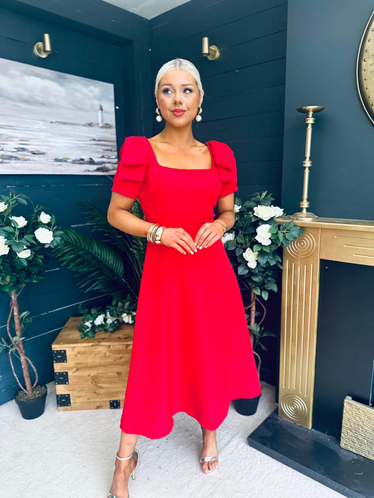 Pippa Detailed Occasion Dress Red