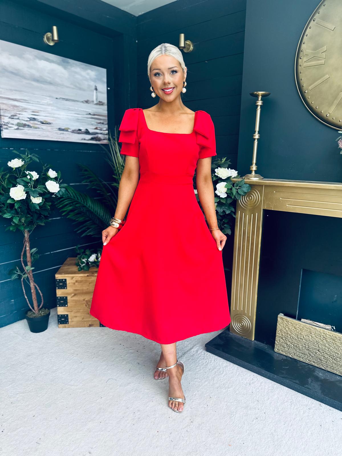 Pippa Detailed Occasion Dress Red