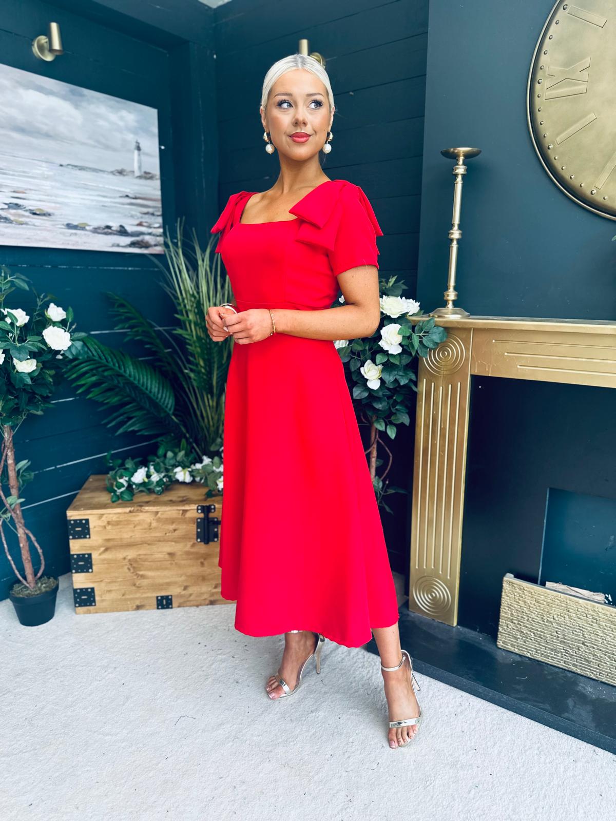 Pippa Detailed Occasion Dress Red