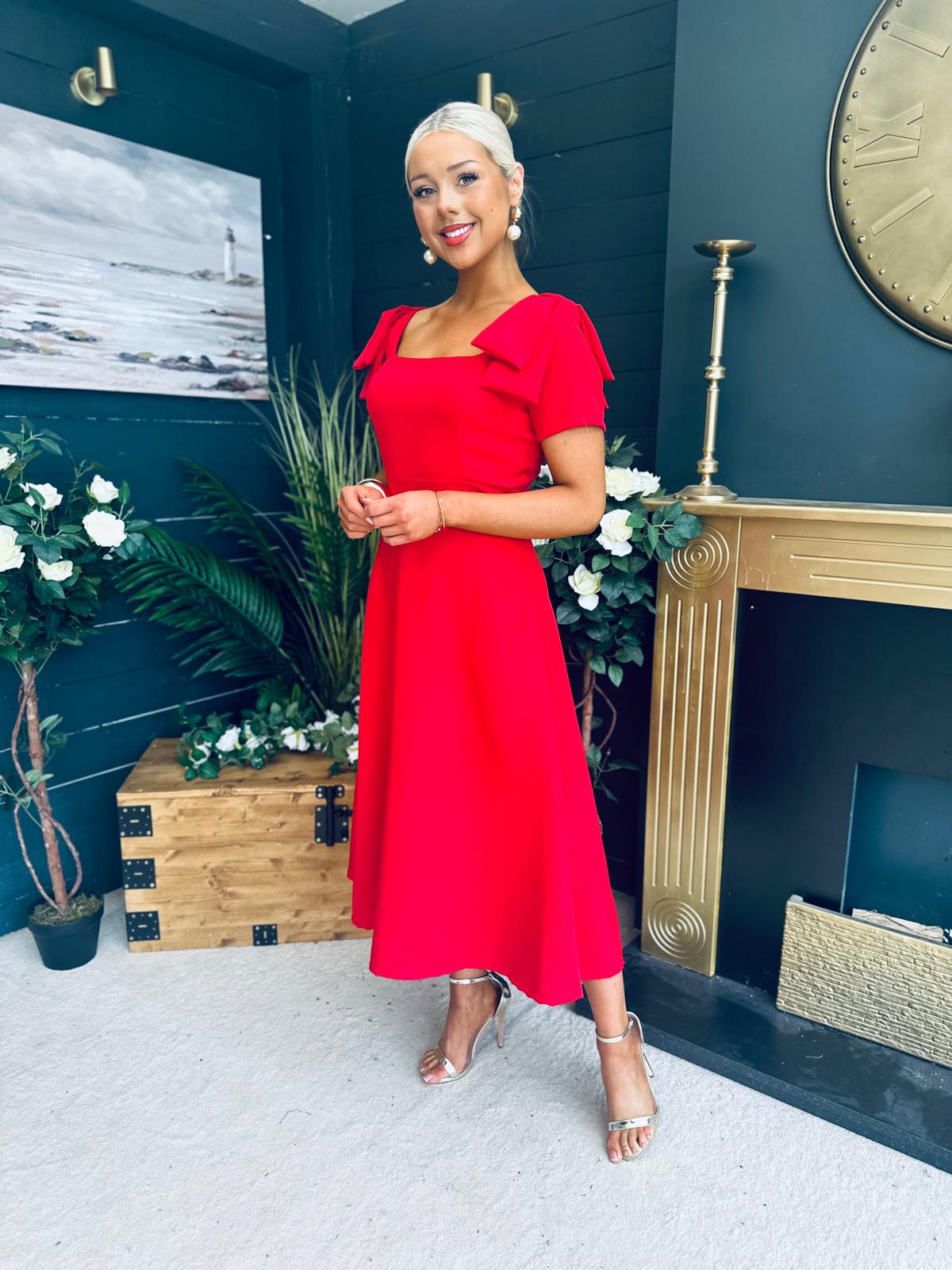 Pippa Detailed Occasion Dress Red